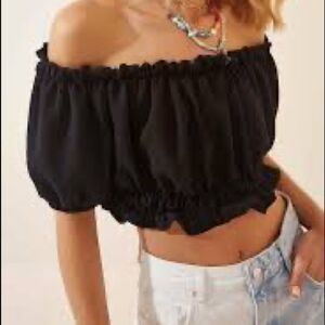 Brandy Melville black off the shoulder crop top